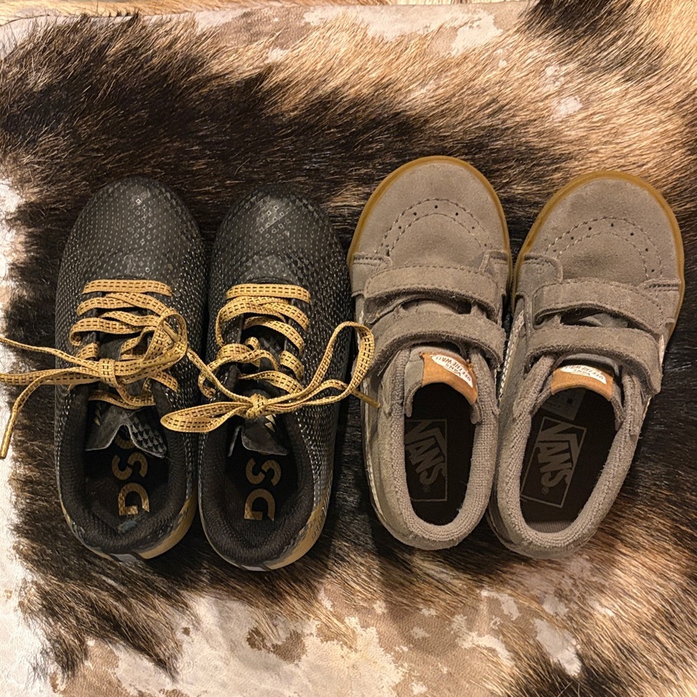 Vans Kids Sneakers - Gray and Tan and Black and Gold soccer cleats